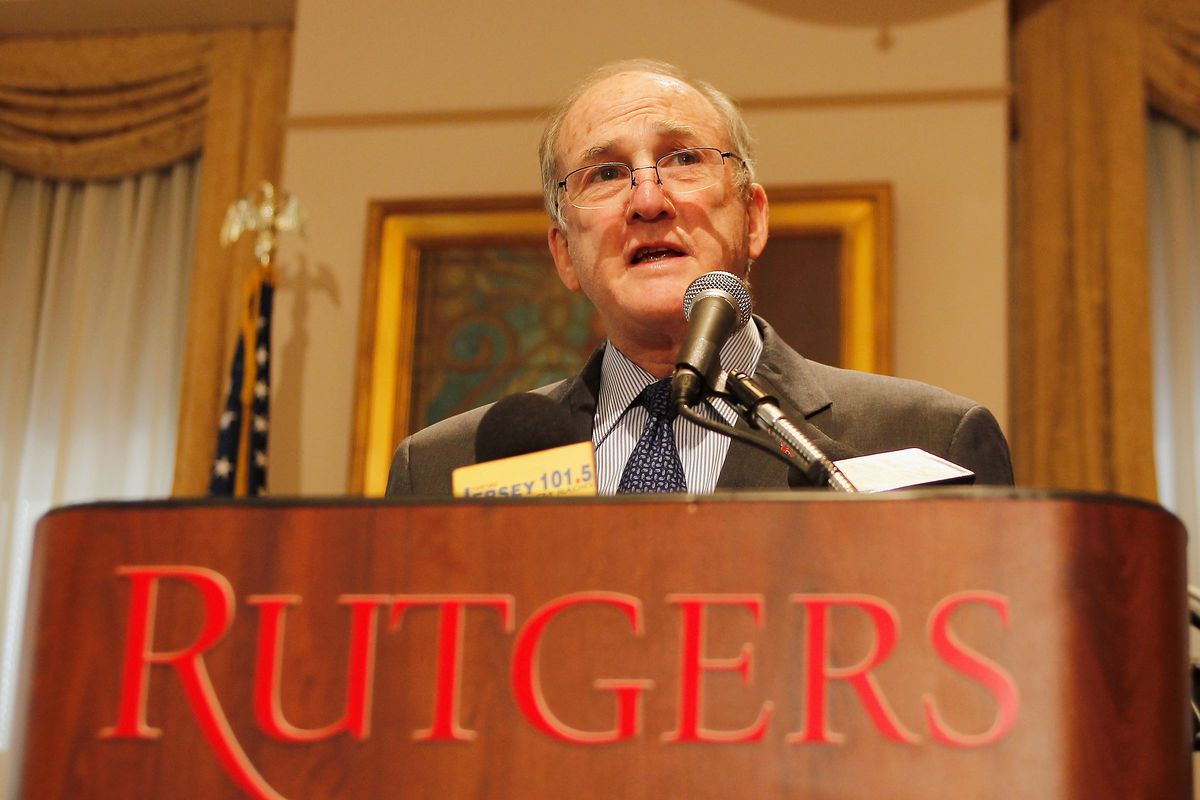 Rutgers University President Robert L. Barchi And Board Of Governors Chair Ralph Izzo Press Conference