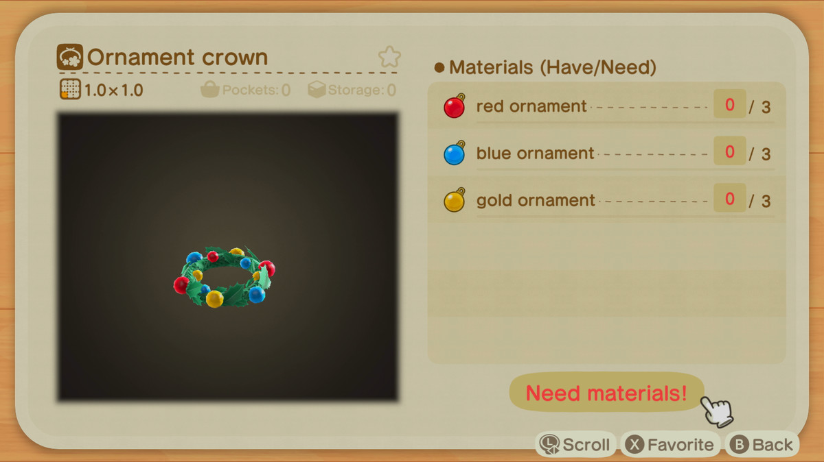 A New Horizons recipe for an Ornament Crown