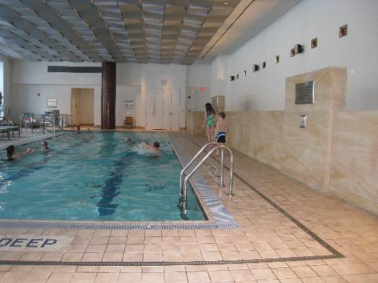 An indoor swimming pool. 