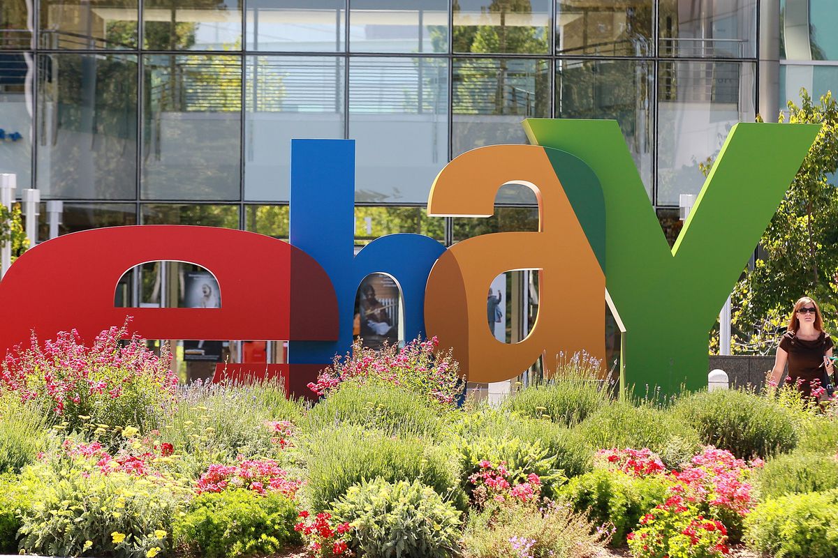 An eBay sign outside its headquarters on July 20, 2011, in San Jose, California.