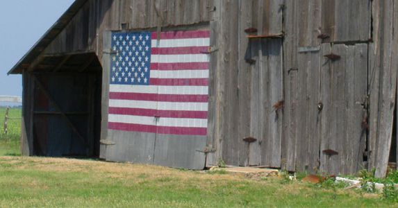 Rustic American Flag Wood Grain Design Garden Yard Flag 