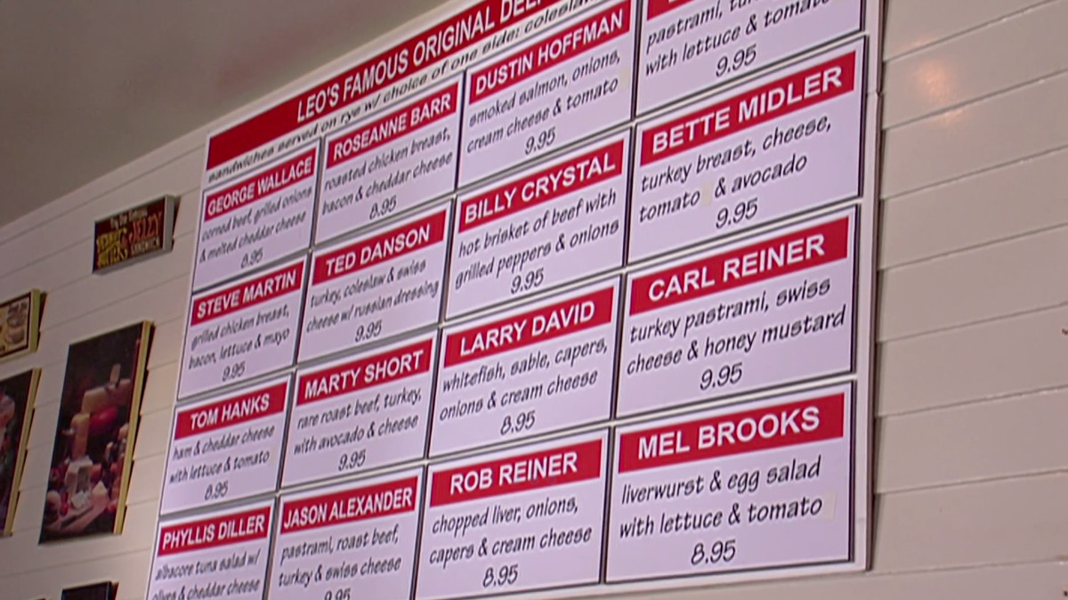 The menu at Leo’s Deli from a scene in Curb Your Enthusiasm.