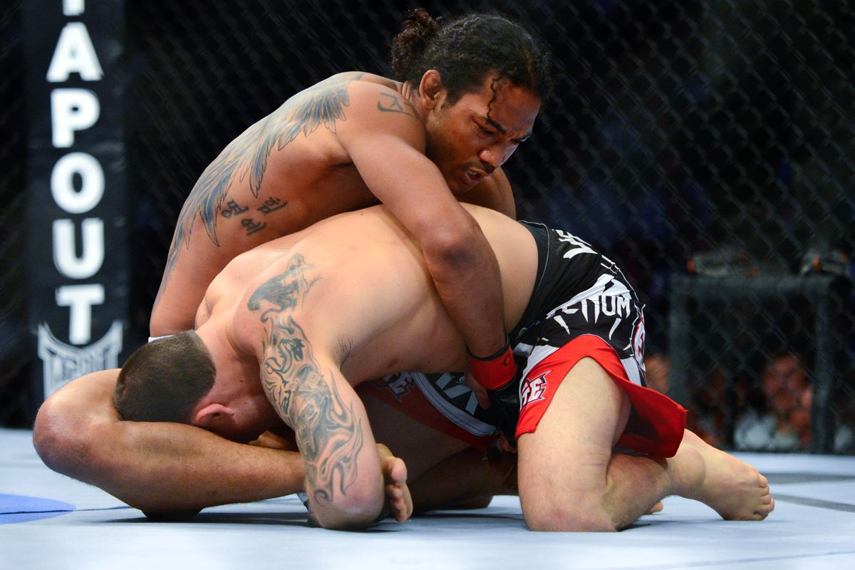 Benson Henderson grapples with Frankie Edgar in a position he'll likely be in at the ADCC.