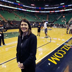 Linda Luchetti poses for a picture at Vivint Arena in Salt Lake City, Friday, Feb. 19, 2016.
