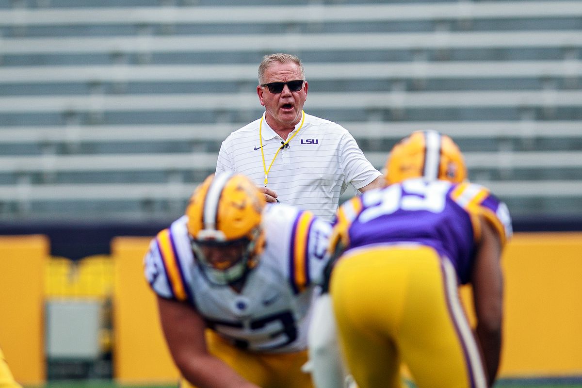 Brian Kelly at the LSU Spring Game