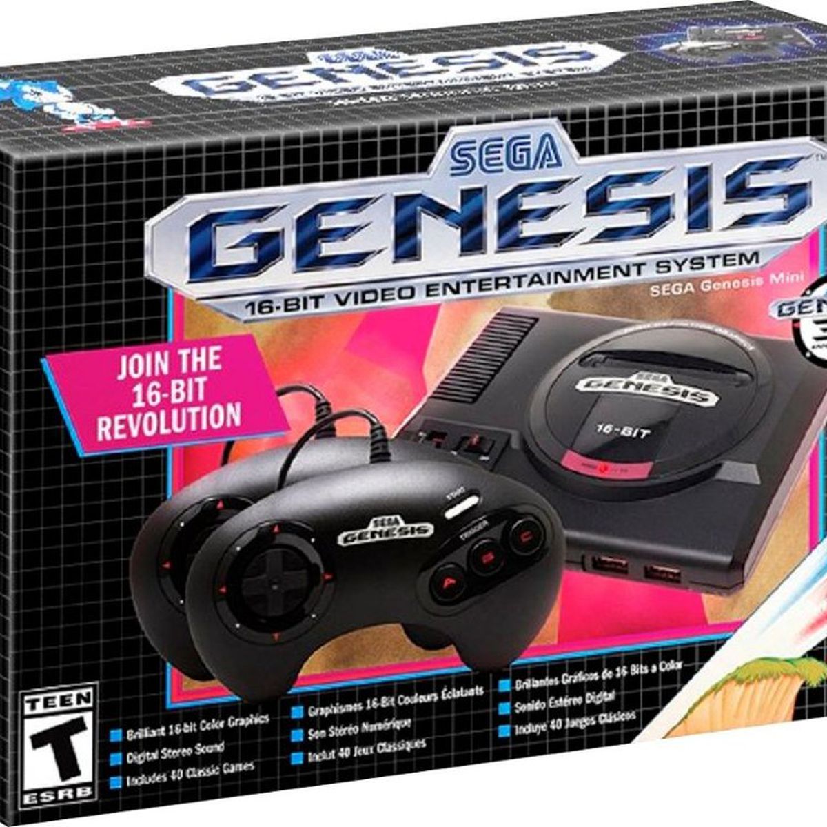 A product shot of the Sega Genesis Mini box