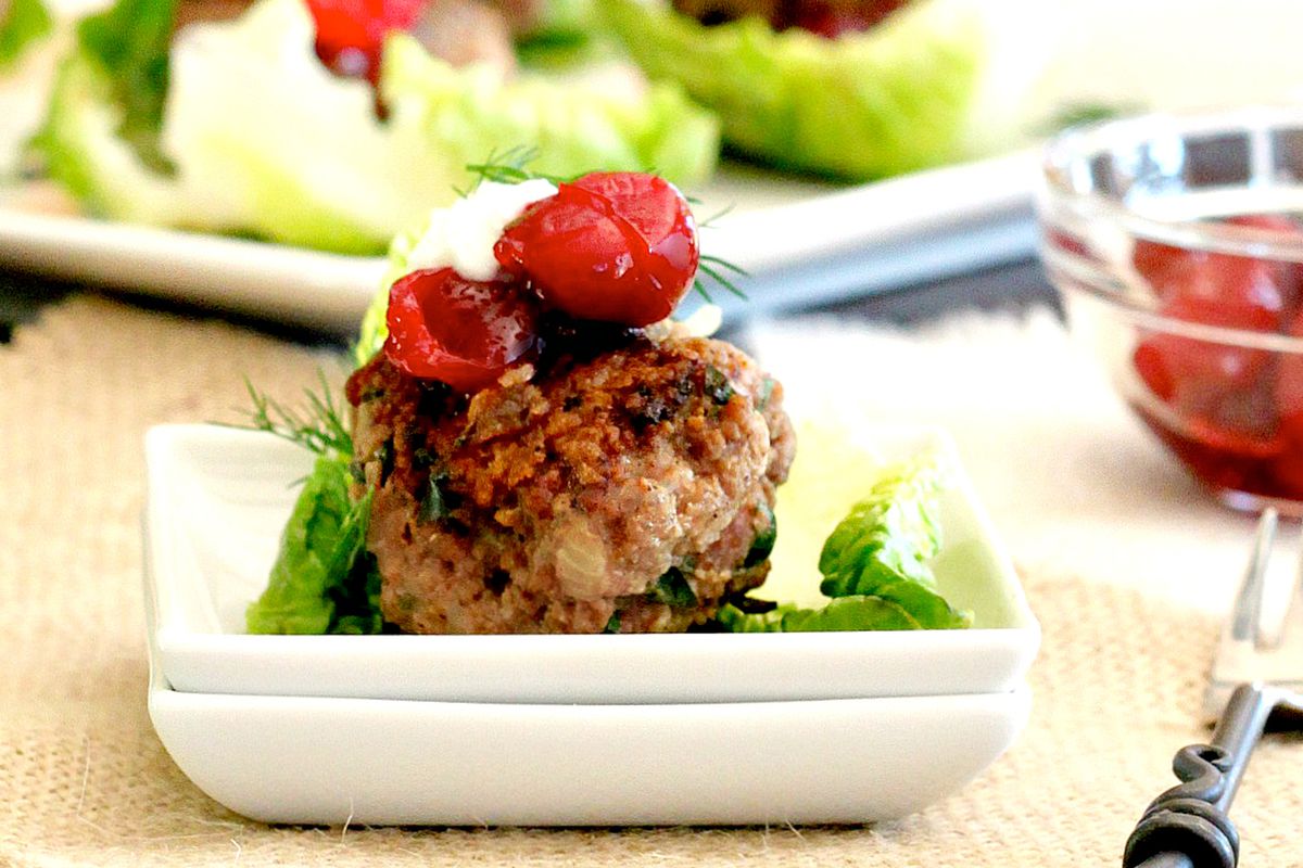 Spiced Meatball Lettuce Wraps With Cranberry and Dill