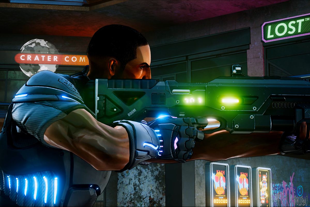 Crackdown 3 - Agent Marshall aiming a rifle