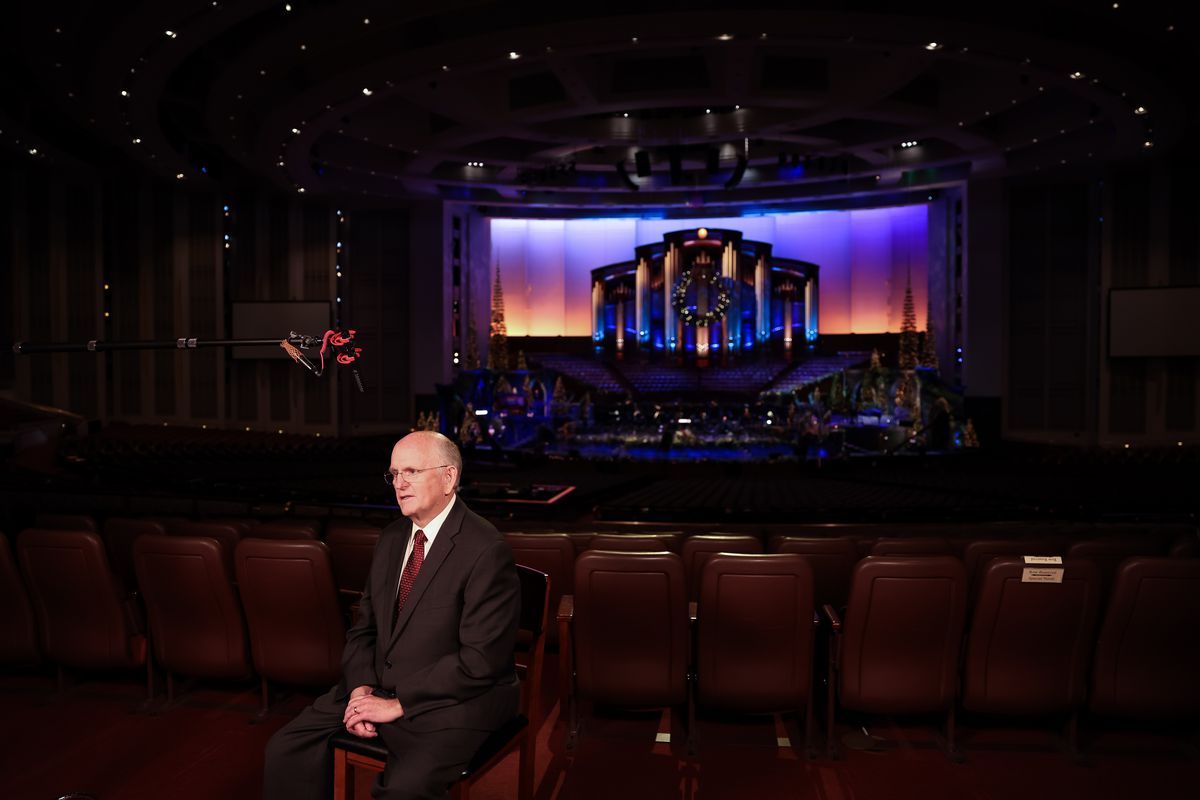 Mack Wilberg, music director of The Tabernacle Choir at Temple Square, gives an interview in the Conference Center.