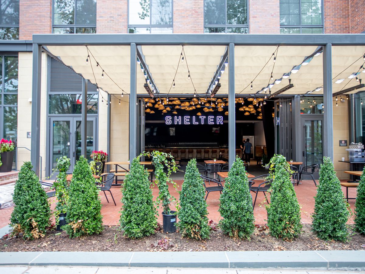 Shelter, the new beer garden at the Roost food hall in Capitol Hill, has 100 patio seats.
