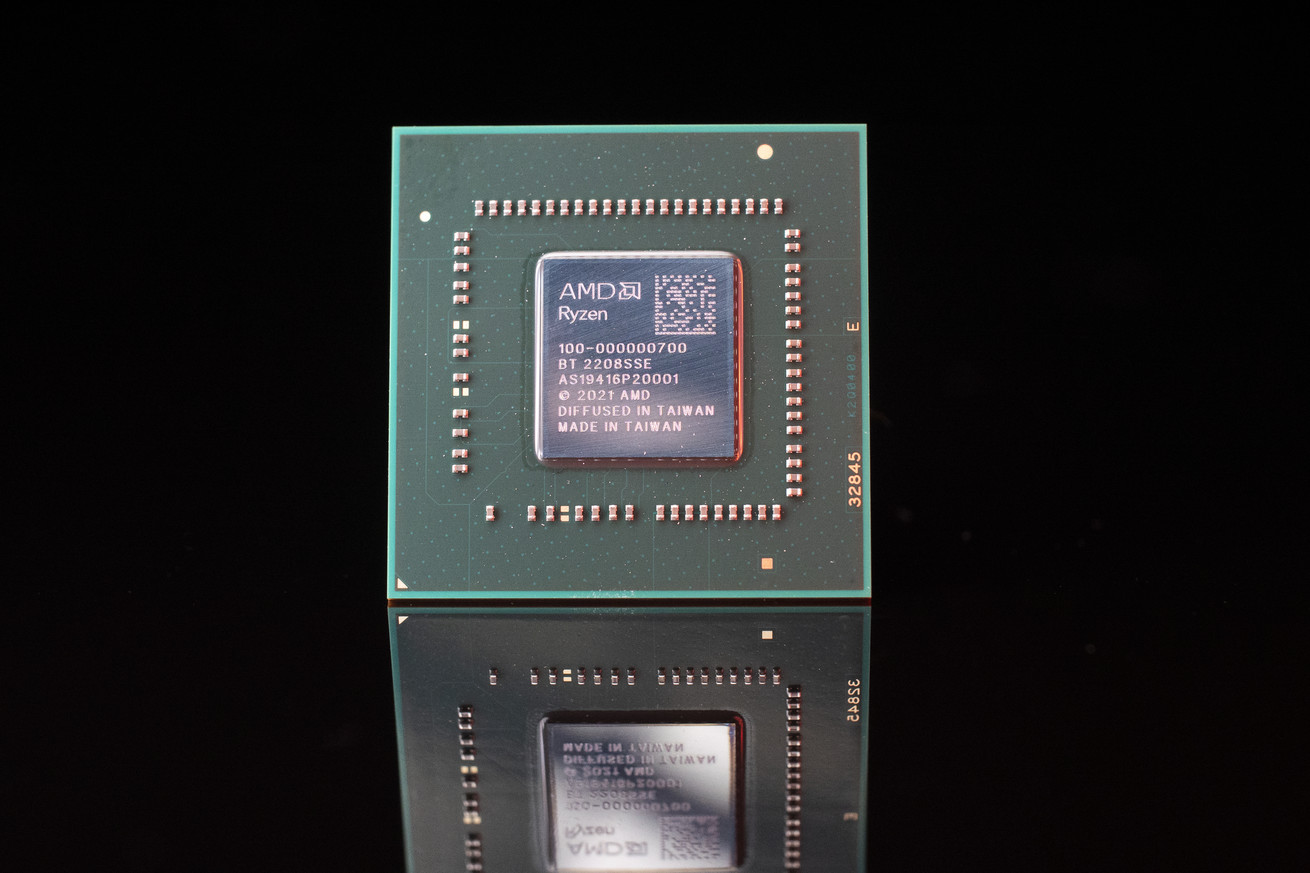 An AMD Ryzen mobile processor on a black background.