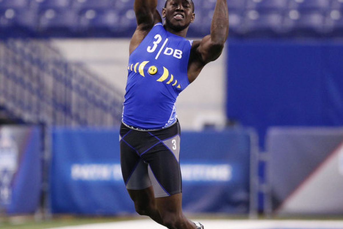 INDIANAPOLIS, IN - MARCH 1: Defensive back Ahmad Black #3 of Florida works out during the 2011 NFL Scouting Combine at Lucas Oil Stadium on February 28, 2011 in Indianapolis, Indiana. (Photo by Joe Robbins/Getty Images)
