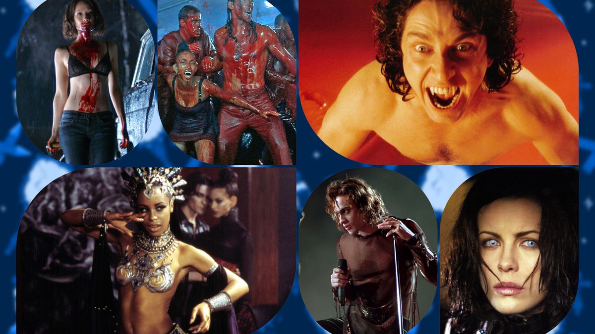 A collage of nu metal vampires from Dracula 2000, Queen of the Damned, Underworld, and Blade