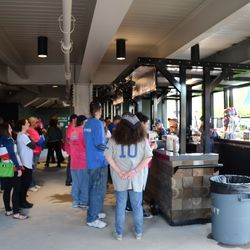 6:40 p.m. The concession stand under the left-field porch/video board - 