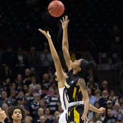 The Towson Tigers take on the UConn Huskies in the first round of the 2019 NCAA Women’s Basketball Tournament in Storrs, CT on March 22, 2019.