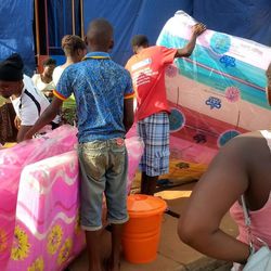 Members of the LDS Church in Sierra Leone helped deliver supplies to more than 100 families affected by a recent mudslide.