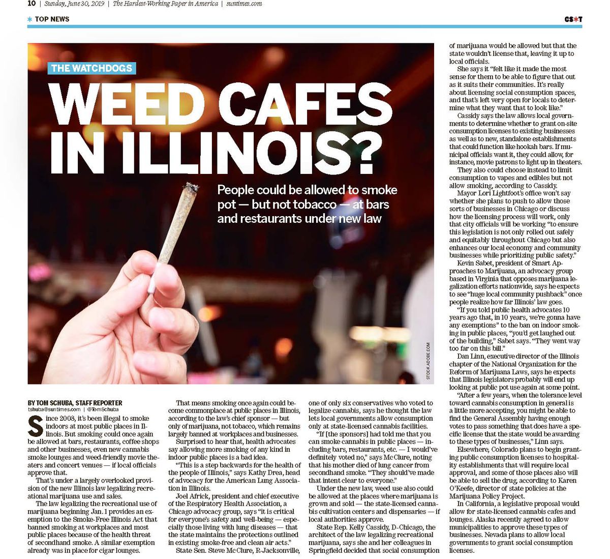 The Sun-Times’ June 30, 2019, report found that health advocates and even legislators who voted to pass a law legalizing recreational marijuana in Illinois didn’t realize they also opened the door to allowing weed cafes. 