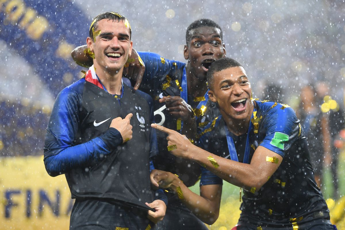 Antoine Griezmann, Paul Pogba, and Kylian Mbappe - France - 2018 FIFA World Cup Russia Final