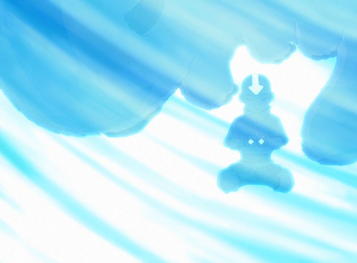 Aang and Appa encased in ice, in Avatar: The Last Airbender. 