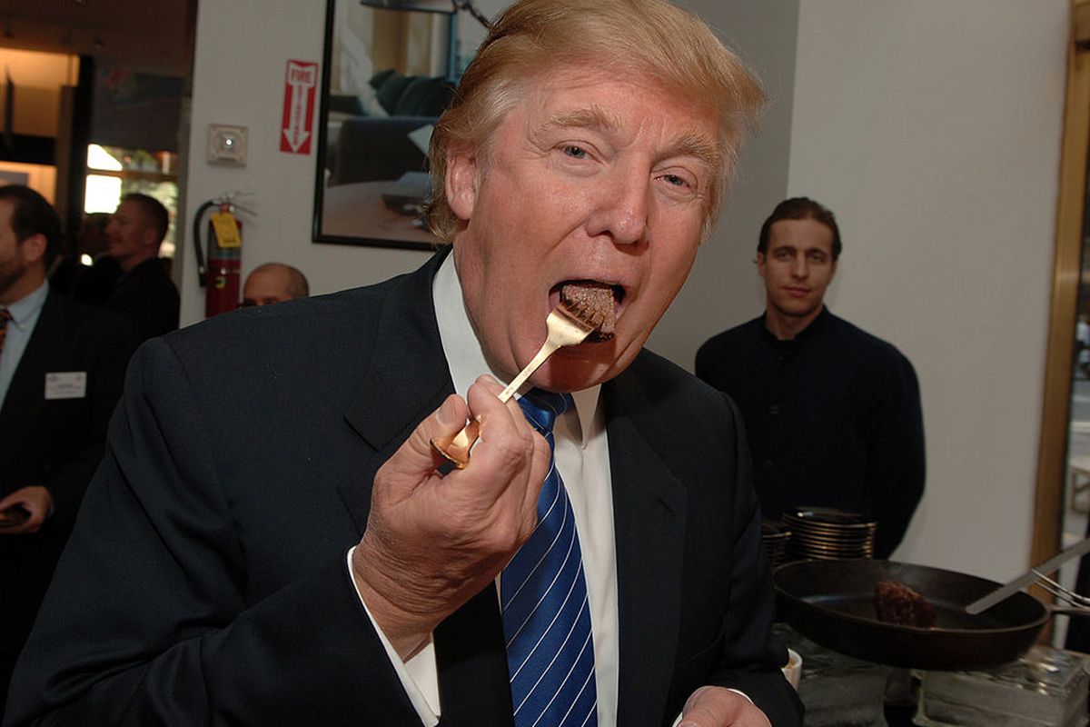 Donald Trump eating steak