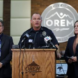 FILE — Orem Police Chief Gary Giles speaks at a press conference in Orem on Tuesday, Nov. 15, 2016, after five students were stabbed in an apparent attack by a 16-year-old boy at Mountain View High School.