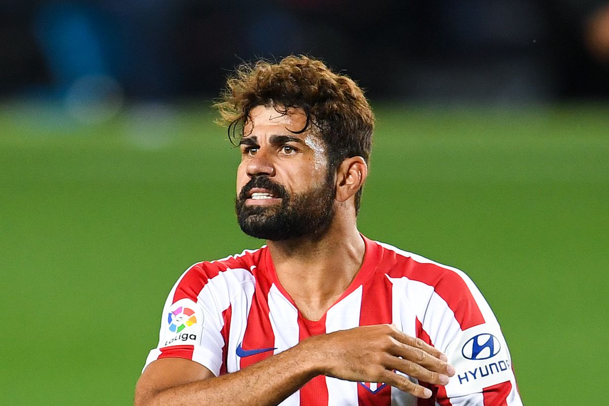 Diego Costa of Atletico de Madrid reacts during the Liga match between FC Barcelona and Club Atletico de Madrid at Camp Nou on June 30, 2020 in Barcelona, Spain.