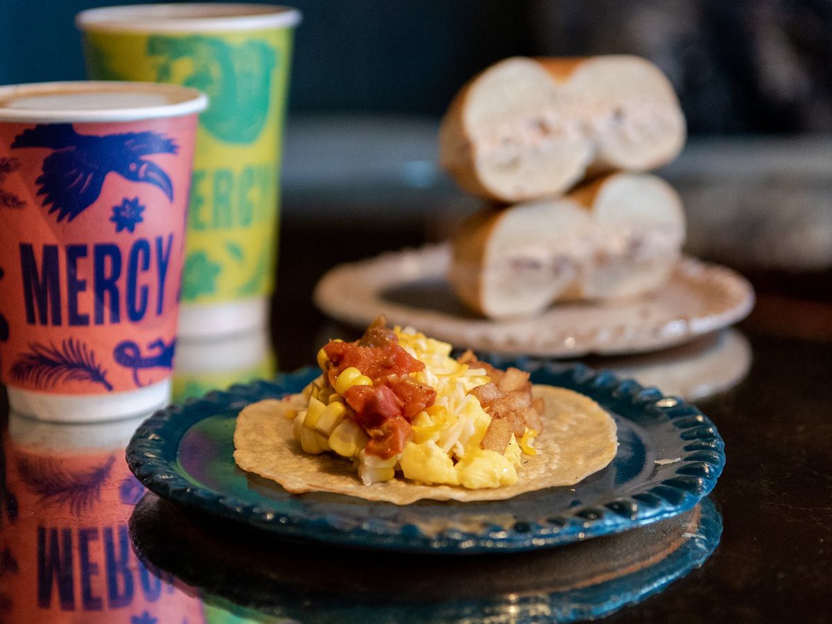 Mercy Me is selling breakfast tacos and Call Your Mother bagels