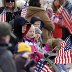 Supporters came out to welcome the procession prior to the interment service for Utah County Sheriff's Sgt. Cory Wride at the Spanish Fork City Cemetery on Wednesday, Feb. 5, 2014.