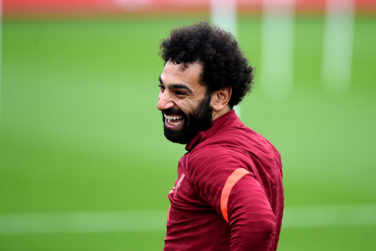 Mohamed Salah of Liverpool during a training session at AXA Training Centre on September 30, 2021 in Kirkby, England.
