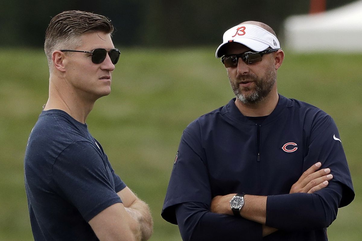 Bears GM Ryan Pace (left) hasn’t given coach Matt Nagy (right) much with which to work.