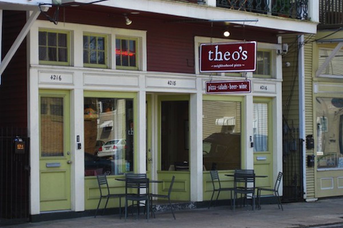 Theo's uptown, one of several pizzerias raising funds for the Roots of Music tonight. 