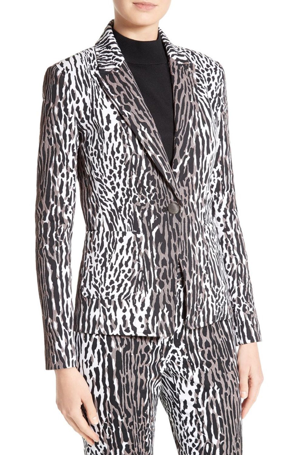 St. John Collection Leopard Stretch Jacquard Jacket, $995, and Ankle Pants, $495