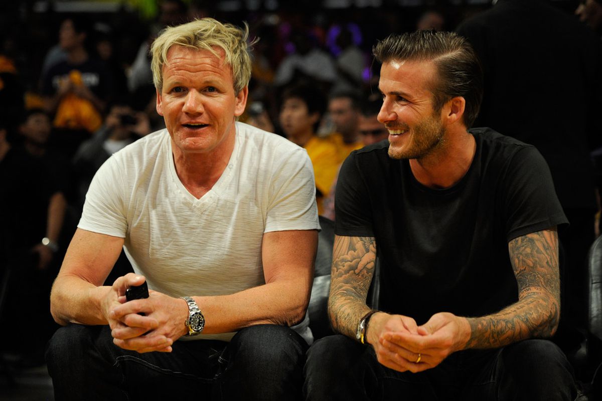 There were no photos of the match. Ramsay was at the match, Beckham was at the match. Use your imagination. 