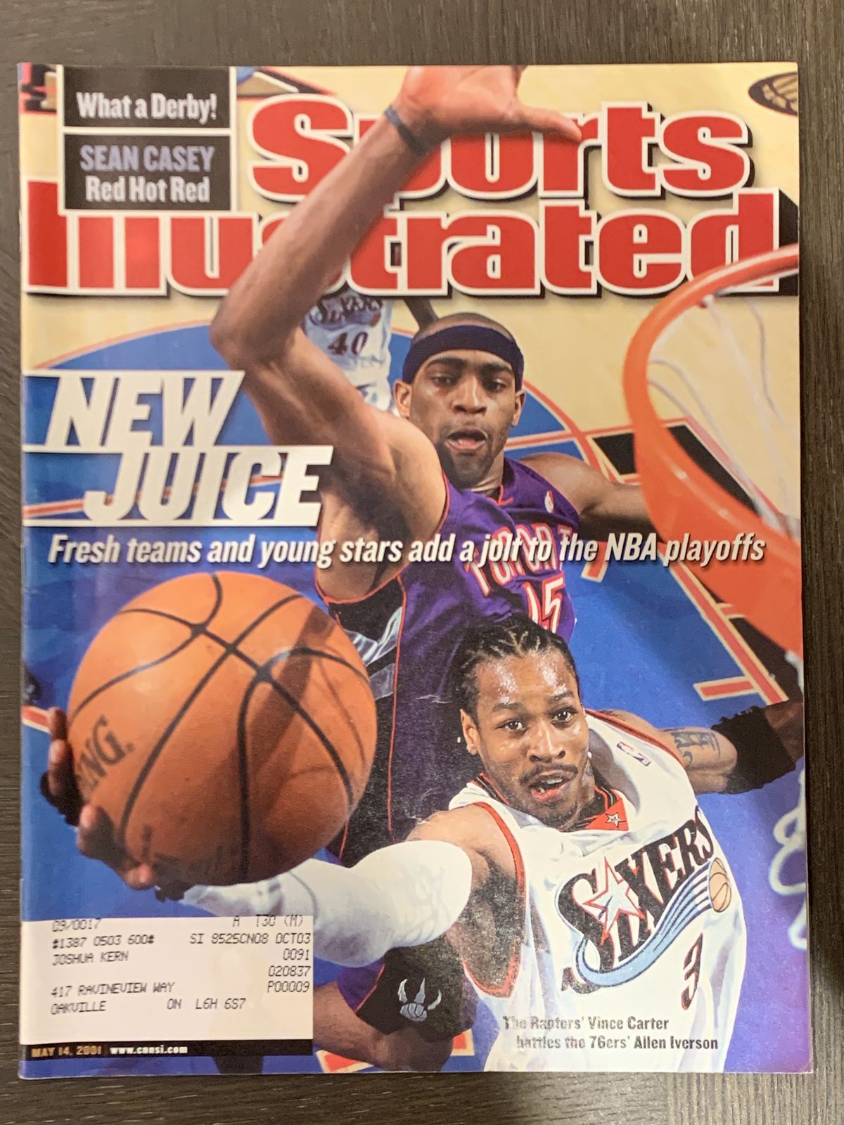 2001 Vince Carter and Allen Iverson Sports Illustrated NO LABEL May 14 