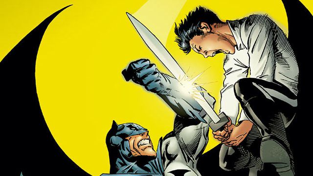 Damian Wayne attacks his father, Batman, with a sword on the cover of Batman #657 (2006).