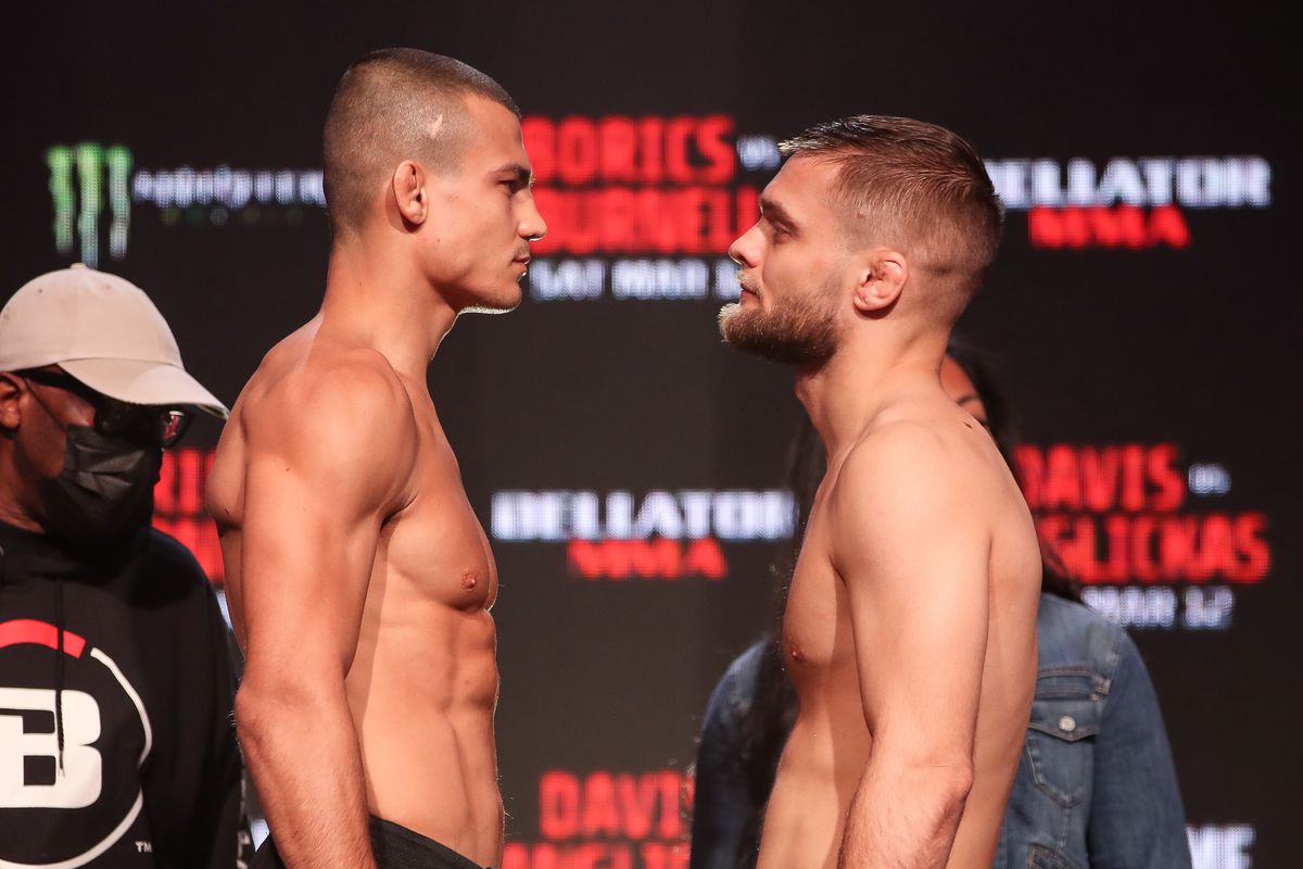 Adam Borics (left) and Mads Burnell face off Saturday in the main event of Bellator 276.