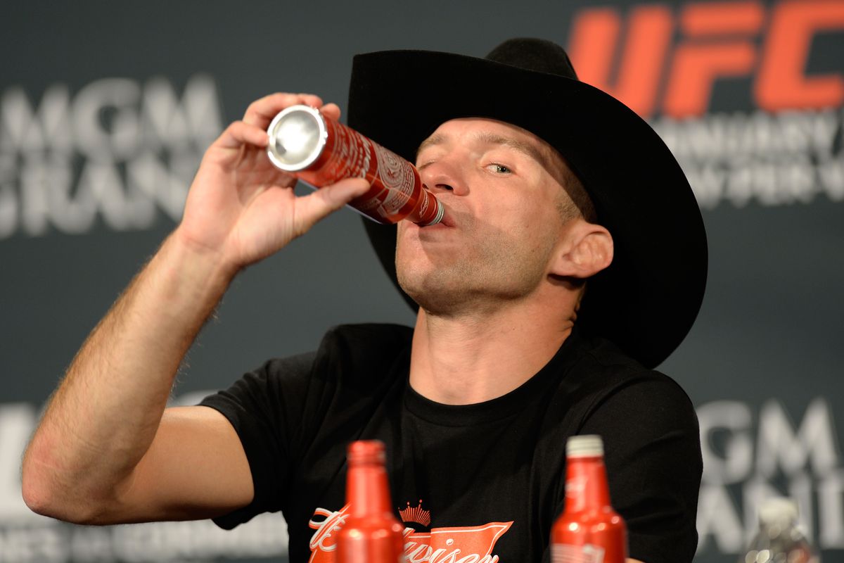 Donald Cerrone drinks beer after UFC 182: Jones v Cormier