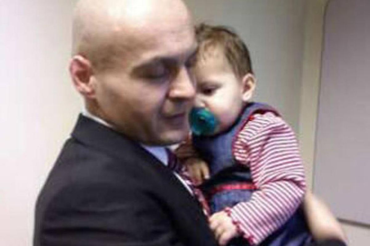 FILE - Rob Manzanares and his then-infant daughter. A juvenile court judge in Colorado has ordered a hearing to determine the parental rights of Manzanares, whose daughter was born in Utah and placed for adoption eight years ago without his knowledge or c