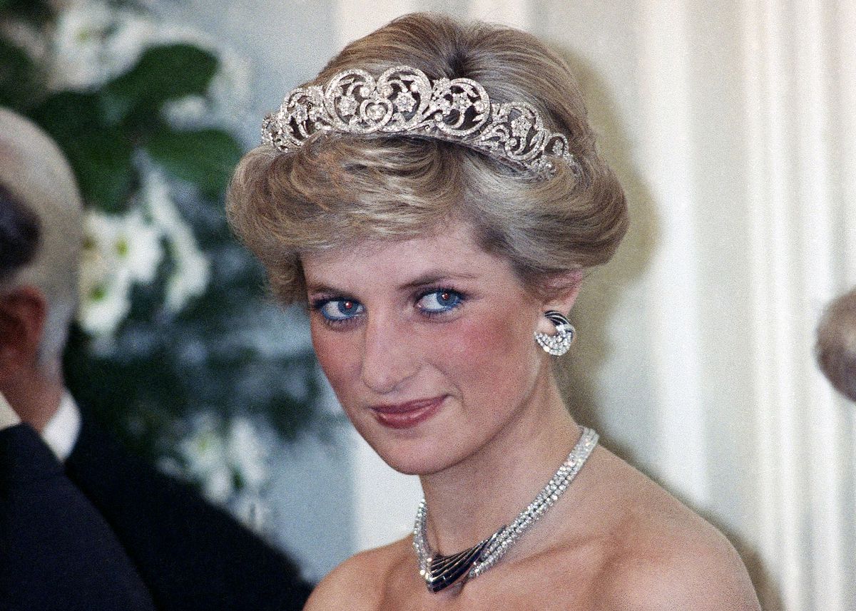In this Monday, Nov. 2, 1987 file photo, Britain's Diana, the Princess of Wales, is pictured during an evening reception given by the West German President Richard von Weizsacker in honour of the British Royal guests in the Godesberg Redoute in Bonn, Germany.