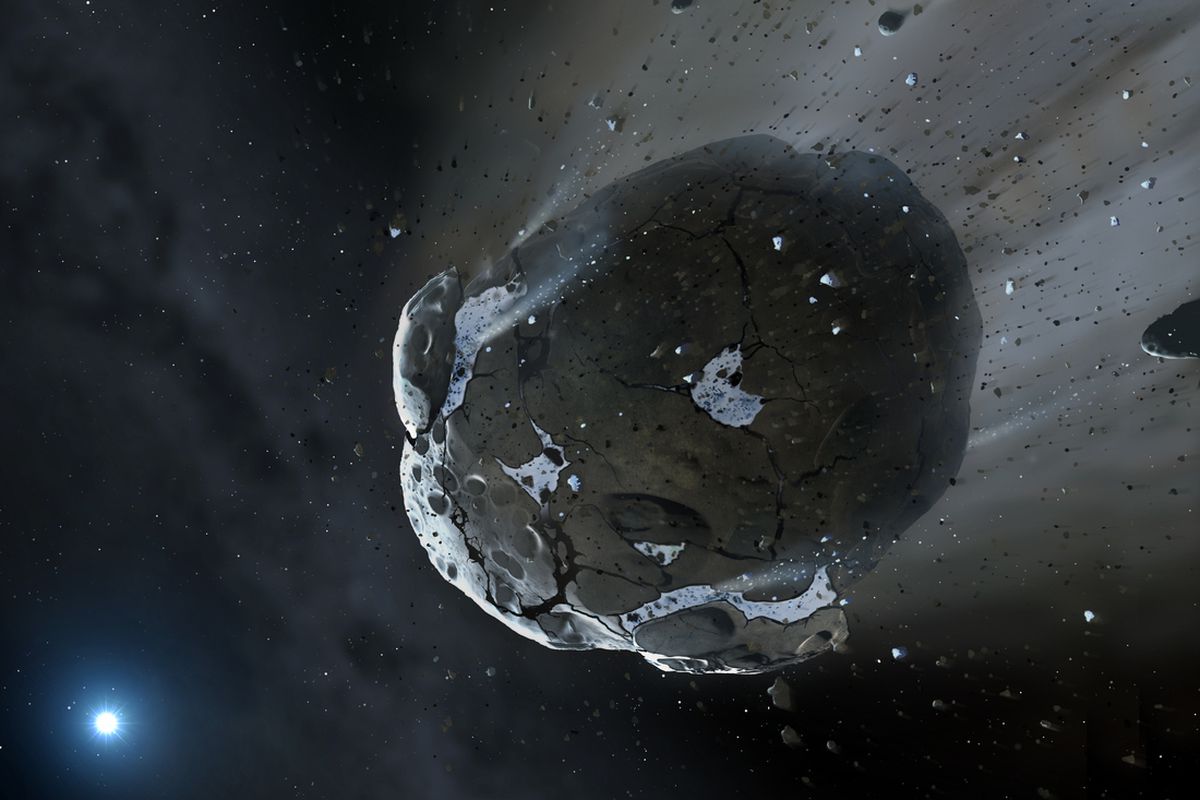 water-rich asteroid (from: Mark A. Garlick, space-art.co.uk, University of Warwick and University of Cambridge)