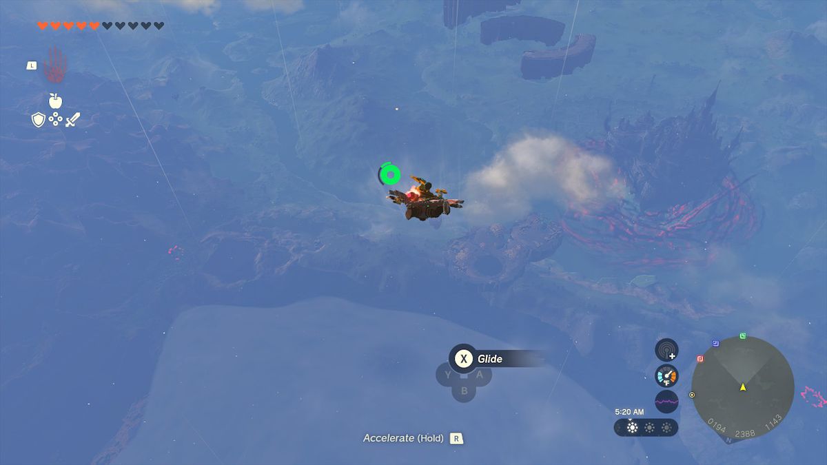 Link skydives to the lowest point of Bravery Island in Zelda: Tears of the Kingdom