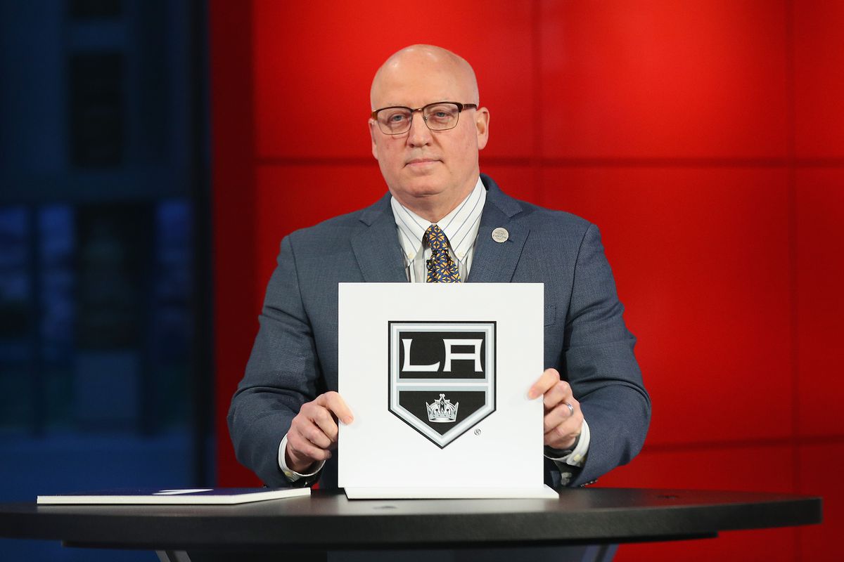 National Hockey league Deputy Commissioner Bill Daly announces the Los Angeles Kings draft position during Phase 1 of the 2020 NHL Draft Lottery on June 26, 2020 at the NHL Network’s studio in Secaucus, New Jersey.