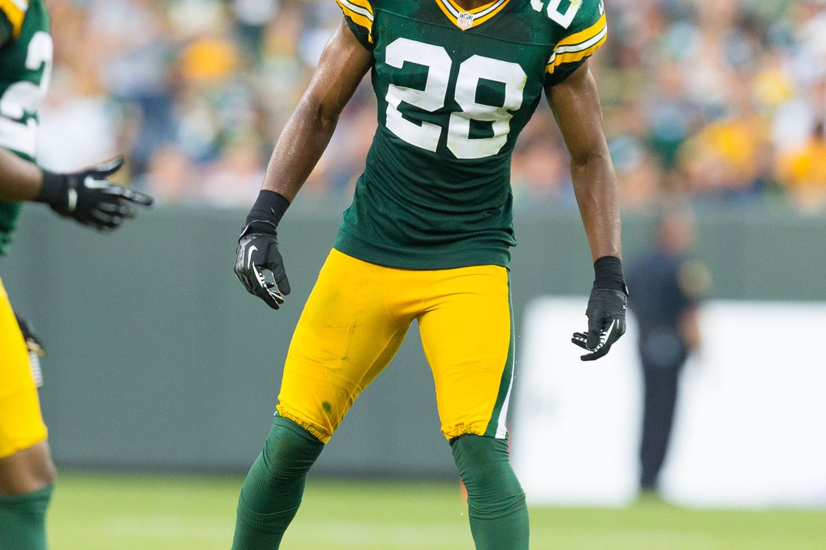 Aug 30, 2012; Green Bay, WI, USA; Green Bay Packers defensive back Sean Richardson (28) during the game against the Kansas City Chiefs at Lambeau Field.  The Packers defeated the Chiefs 24-3.  Mandatory Credit: Jeff Hanisch-US PRESSWIRE