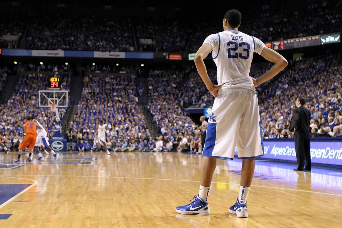 LEXINGTON, KY - FEBRUARY 07: Anthony Davis #23 of the Kentucky Wildcats stands down court from the action during the game against the Florida Gators at Rupp Arena on February 7, 2012 in Lexington, Kentucky.  (Photo by Andy Lyons/Getty Images)