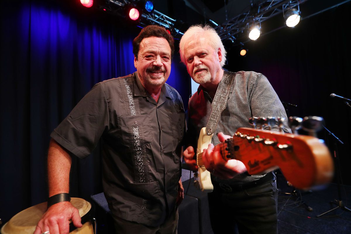 Brothers Jay Osmond, left, and Merrill Osmond pose for a photo during a break while working on a new record at Rock Canyon Studios in Provo on Tuesday, June 26, 2018.