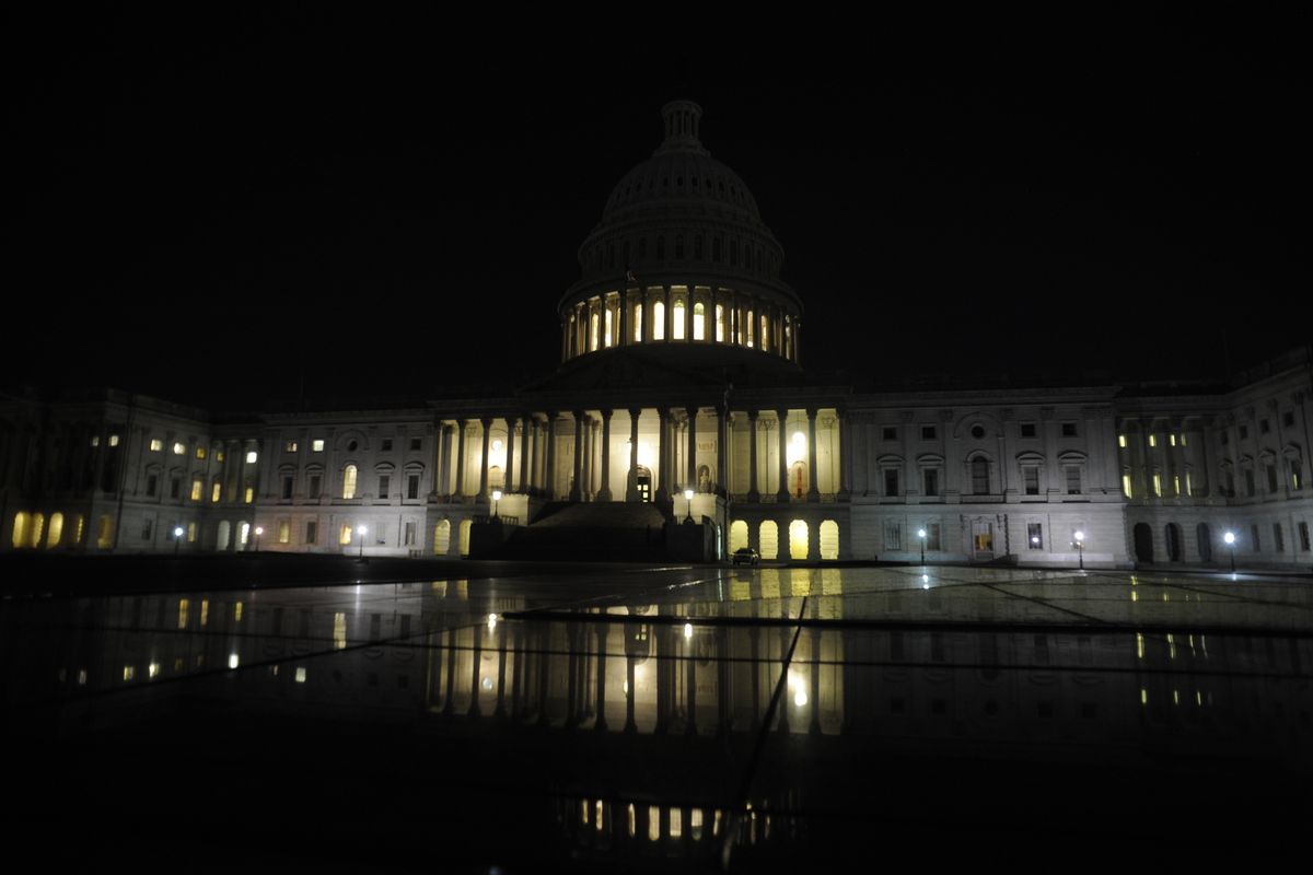 The scene at the Capitol building during a blackout. March, 12, 2014 in Washington, DC.