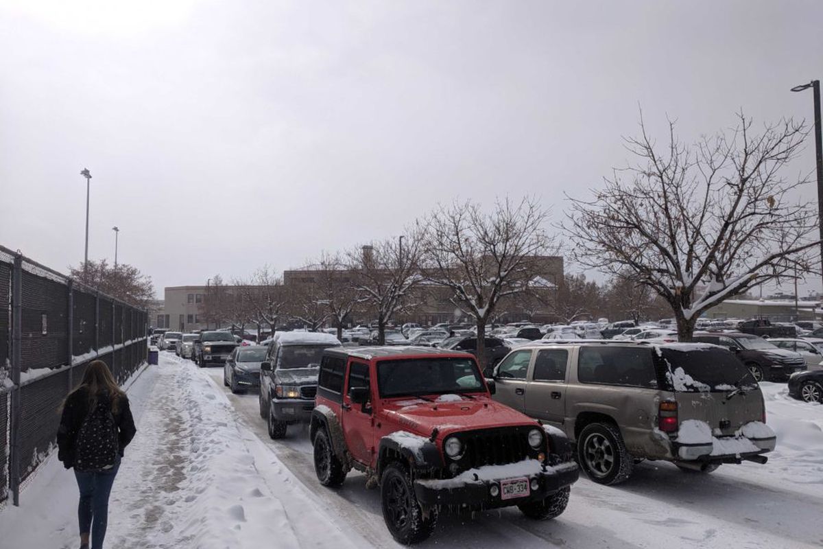 Teachers and students leave North High School after Denver Public Schools calls an early dismissal Oct. 29, 2019.