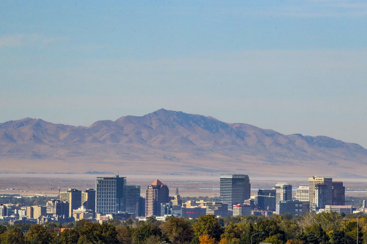 Downtown Salt Lake City is pictured on Monday, Oct. 12, 2020.