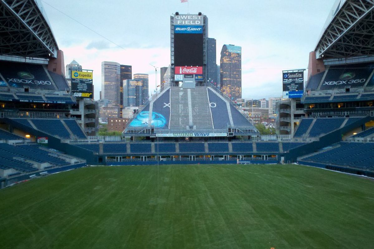 The newly laid grass field at CenturyLink Field. (Photo courtesy of JB Instant Lawn)