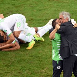 Algeria celebrates a win.